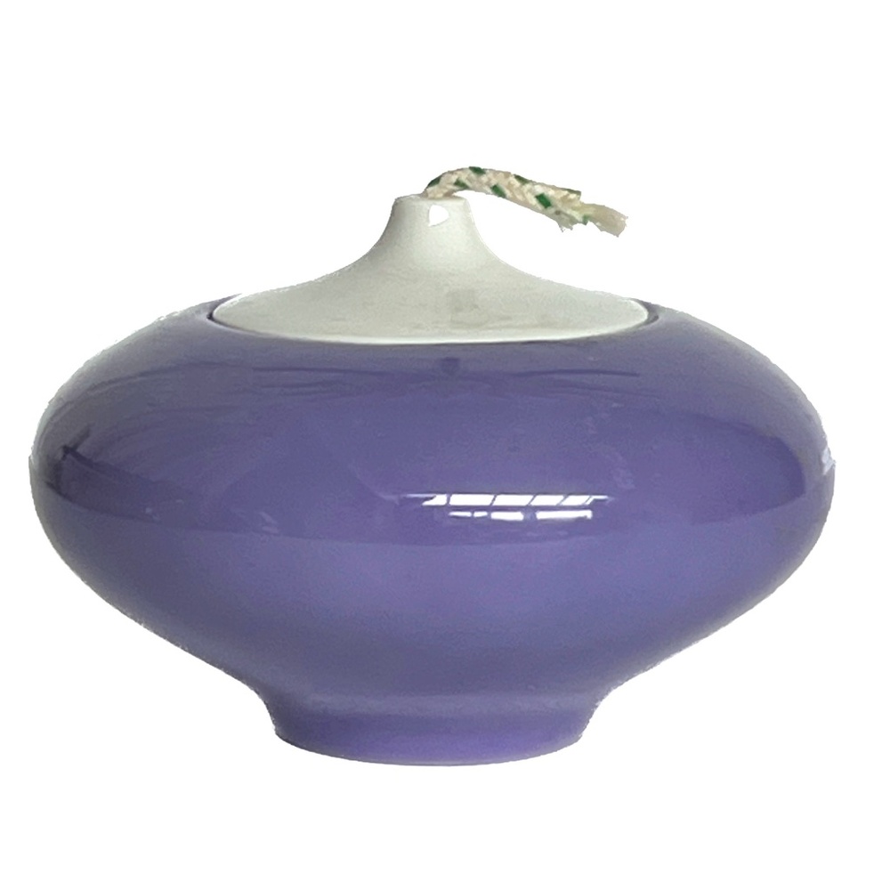 Oil Lamp Arzberg Germany Purple White Porcelain Kerosene With Unused Wick 4" dia